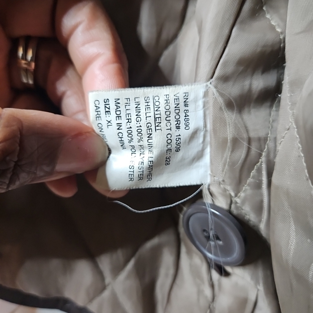 HABAND Executive Division Men's XL Brown 100% Leather Coat Jacket Buttons Cozy - Picture 13 of 16